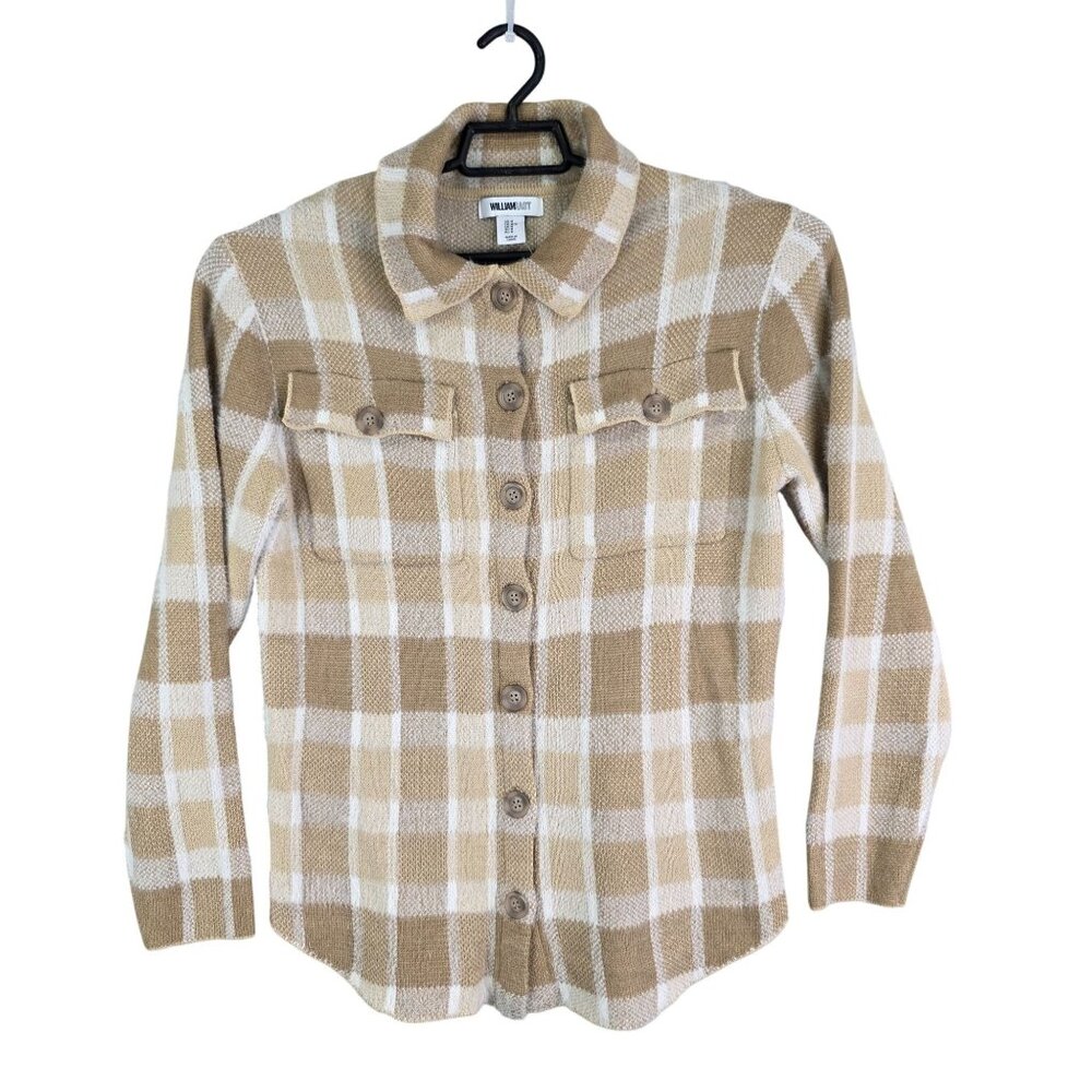 Womens William Rast Brown White Plaid Shirt Button Down Long Sleeve Size M